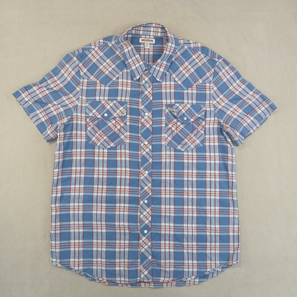 True Religion Large Mens Shirt Cowboy Western Short Sleeve 22x28